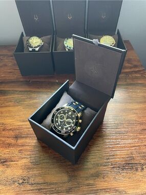 Invicta Black and Gold Chronograph Bracelet Watch